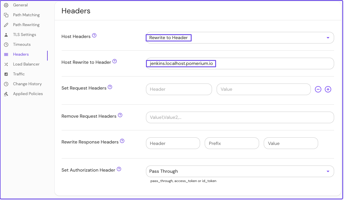 Rewrite host headers